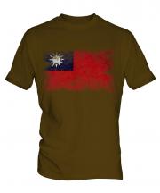 Taiwan Distressed Flag Mens T-Shirt