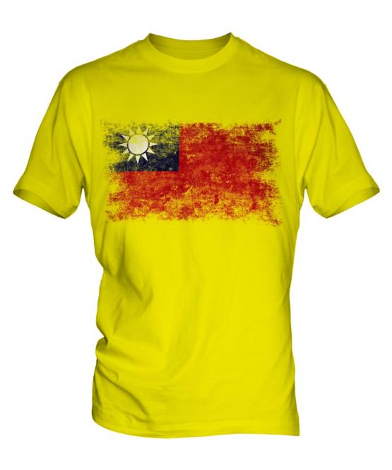 Taiwan Distressed Flag Mens T-Shirt