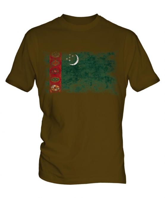 Turkmenistan Distressed Flag Mens T-Shirt