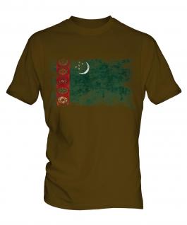 Turkmenistan Distressed Flag Mens T-Shirt