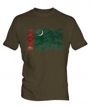 Turkmenistan Distressed Flag Mens T-Shirt