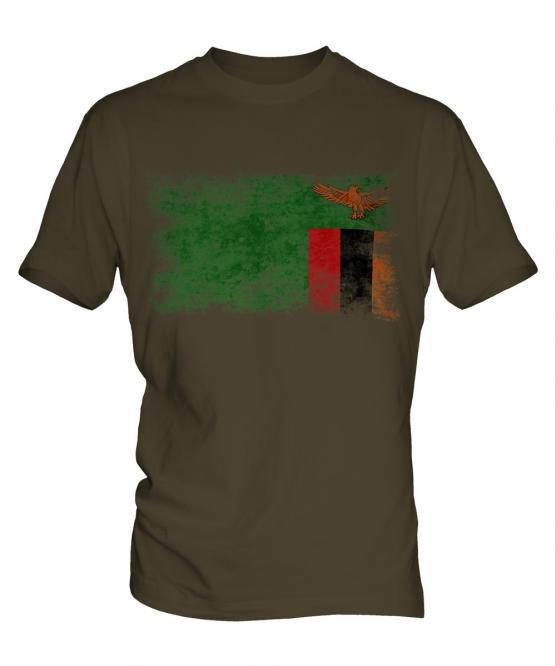 Zambia Distressed Flag Mens T-Shirt