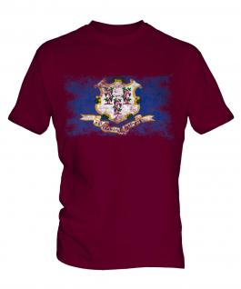 Connecticut State Distressed Flag Mens T-Shirt