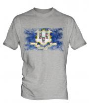 Connecticut State Distressed Flag Mens T-Shirt