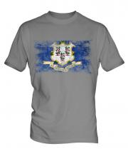 Connecticut State Distressed Flag Mens T-Shirt