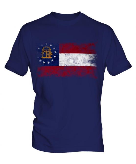 Georgia State Distressed Flag Mens T-Shirt