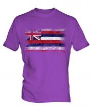 Hawaii State Distressed Flag Mens T-Shirt