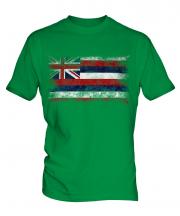Hawaii State Distressed Flag Mens T-Shirt