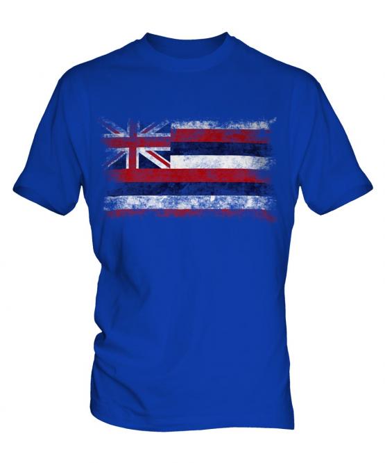 Hawaii State Distressed Flag Mens T-Shirt