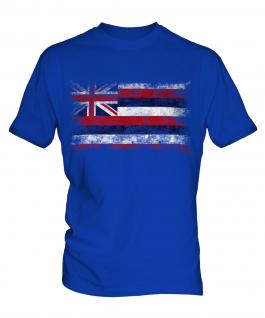 Hawaii State Distressed Flag Mens T-Shirt