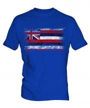 Hawaii State Distressed Flag Mens T-Shirt