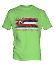 Hawaii State Distressed Flag Mens T-Shirt