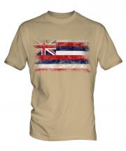 Hawaii State Distressed Flag Mens T-Shirt