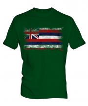 Hawaii State Distressed Flag Mens T-Shirt