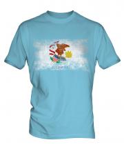 Illinois State Distressed Flag Mens T-Shirt