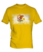 Illinois State Distressed Flag Mens T-Shirt