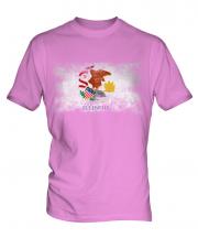 Illinois State Distressed Flag Mens T-Shirt