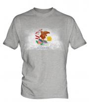 Illinois State Distressed Flag Mens T-Shirt