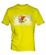 Illinois State Distressed Flag Mens T-Shirt