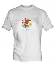 Illinois State Distressed Flag Mens T-Shirt