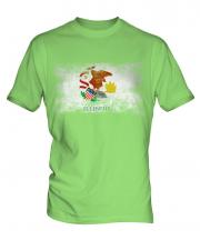 Illinois State Distressed Flag Mens T-Shirt