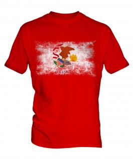 Illinois State Distressed Flag Mens T-Shirt