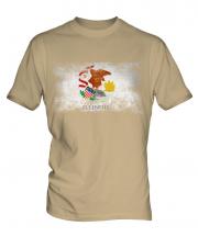 Illinois State Distressed Flag Mens T-Shirt