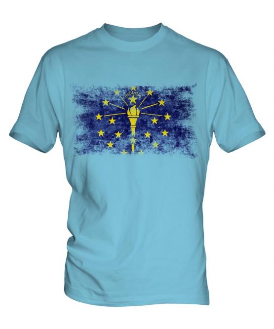 Indiana State Distressed Flag Mens T-Shirt
