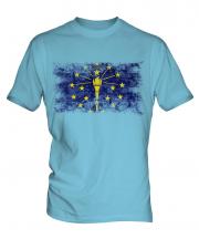 Indiana State Distressed Flag Mens T-Shirt