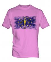 Indiana State Distressed Flag Mens T-Shirt