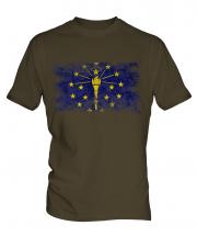 Indiana State Distressed Flag Mens T-Shirt