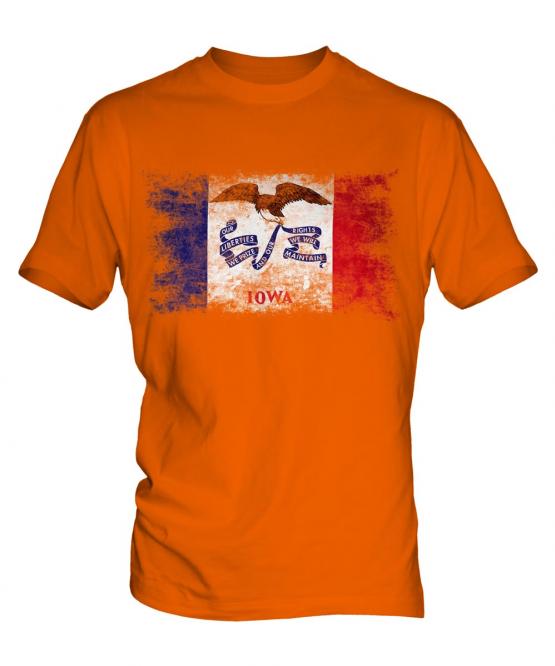 Iowa State Distressed Flag Mens T-Shirt