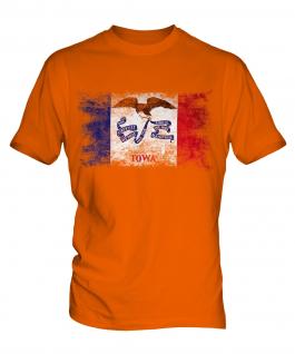 Iowa State Distressed Flag Mens T-Shirt