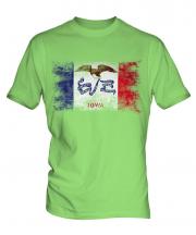 Iowa State Distressed Flag Mens T-Shirt