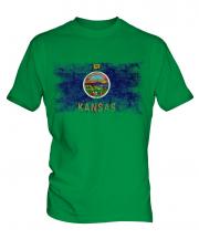 Kansas State Distressed Flag Mens T-Shirt