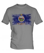 Kansas State Distressed Flag Mens T-Shirt