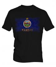 Kansas State Distressed Flag Mens T-Shirt