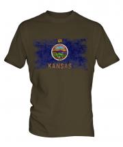 Kansas State Distressed Flag Mens T-Shirt
