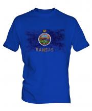 Kansas State Distressed Flag Mens T-Shirt