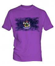 Maine State Distressed Flag Mens T-Shirt