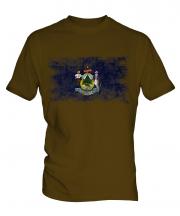 Maine State Distressed Flag Mens T-Shirt