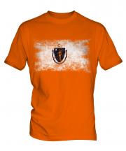 Massachusetts State Distressed Flag Mens T-Shirt