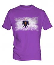 Massachusetts State Distressed Flag Mens T-Shirt