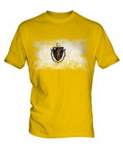 Massachusetts State Distressed Flag Mens T-Shirt