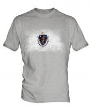 Massachusetts State Distressed Flag Mens T-Shirt