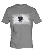 Massachusetts State Distressed Flag Mens T-Shirt
