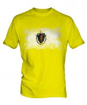 Massachusetts State Distressed Flag Mens T-Shirt