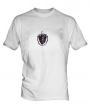 Massachusetts State Distressed Flag Mens T-Shirt