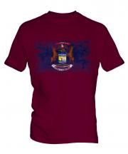 Michigan State Distressed Flag Mens T-Shirt