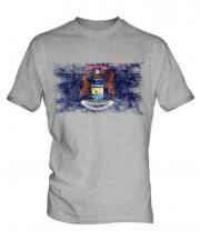 Michigan State Distressed Flag Mens T-Shirt